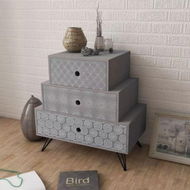 Detailed information about the product Nightstand With 3 Drawers Grey