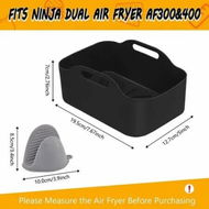 Detailed information about the product Ninja Dual Air Fryer Silicone Pot, Double Air Fryer Liners Basket for Air Fryers, Ovens, and Microwaves - Black