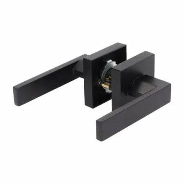 No Latch Decorative Door Lever Handle Zinc Alloy Brass Universal Design Door Handle for 30-50mm Thickness Col.Black