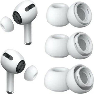 Noise Reduction Ear Tips Airpods Pro Replacement 3 Pairs Silicone White Comfortable Fit Secure Audio Portable Storage Small Medium Large