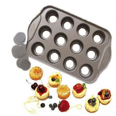 Nonstick Mini Cheesecake Pan 12-Cup Removable Metal Round Cake & Cupcake Muffin Oven Form Mold For Baking Bakeware Dessert Tool.