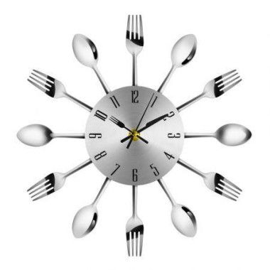 Novel Stainless Steel Knife Fork Spoon Analog Wall Clock Home Decoration