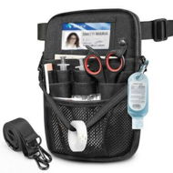 Detailed information about the product Nurse Fanny Pack with Tape Holder,Multi Compartment Medical Gear Pocket Belt Bag Nursing Organizer Pouch,Utility Waist Pack for Stethoscopes,Bandage Scissors Other Medical Supplies (Black)