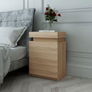 Detailed information about the product Oak Modern Nightstand Bedside Tables 3 Drawers High Gloss Front