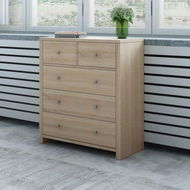 Detailed information about the product Oak Tallboy Chest Of Drawers Cabinet Dresser With 3 Large & 2 Half Storage Drawers.