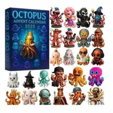 Octopus Advent Calendar 24DAYS Christmas TREE Collectable Advent Calendar Blind Box 2D Flat Acrylic Ornament Countdown Christmas Girls Gift Ver.B