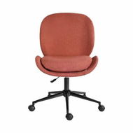 Detailed information about the product Office Desk Chair - Linen Fabric Armless Swivel Study Seat OVOID EARTHY RED
