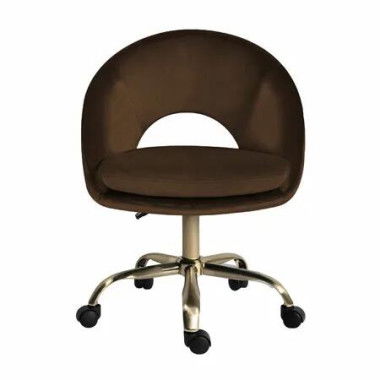 Office Desk Chair - Velvet Home Office Swivel Computer Seat COVE BROWN