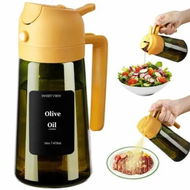 Detailed information about the product Olive Oil Dispenser and Oil Sprayer 16oz/470ml Glass Light Proof Oil Pourer for Kitchen,Air Fryer,Cooking,Salad,BBQ YELLOW