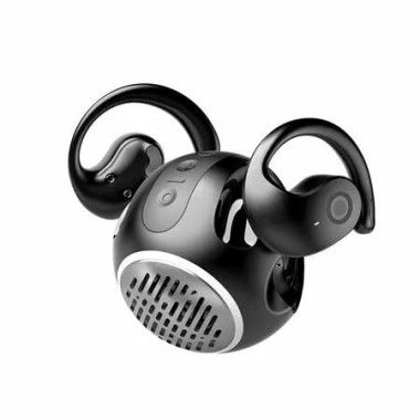 Open Ear Headphones Wireless Bluetooth 5.4 Earbuds with Speaker 2 in 1,Noise Cancelling Mic Earhooks OWS Hanging Earphones Air Bone Conduction,Black