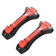 Detailed information about the product Orange 2 Pack Emergency Window Breaker Safety Hammer MultiFunction Escape Tool With Base Reflective Strips Tempered Glass Hammer