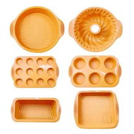 Detailed information about the product Orange 6 Piece Silicone Cake Mold Set High Temperature Resistant, Round & Square Pans for Baking Chiffon Toast & Bread