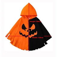 Detailed information about the product Orange Pumpkin Costume with Cape Hood Color Block Print Ideal For Halloween Carnivals And Cosplay Events 130-170 cm height.