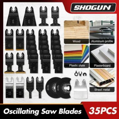 Oscillating Multi Tool Saw Blades Set 35 PCS Steel for Wood Plastic Metal Cutter Grinder Fit Fein Multimaster Dewalt Ryobi Porter Rockwell Hitachi