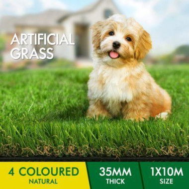 Otanic Artificial Grass 35mm 1x10m Synthetic Turf 10 SQM Roll GLOSS Fake Yarn