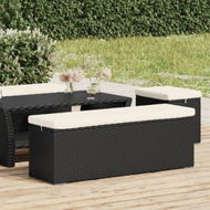 Detailed information about the product Ottoman Bench With Cushion Black 110x30x40 Cm Poly Rattan