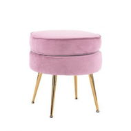 Detailed information about the product Ottoman Foot Stool Velvet Fabric Metal Leg Round PINK