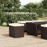 Detailed information about the product Ottoman With Cushion Brown 40x30x40 Cm Poly Rattan