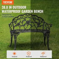 Detailed information about the product Outdoor Bench, 38.8 inches Metal Garden Bench for Outdoors, 480 lbs Load Capacity Bench, Outdoor Garden Park Bench with Backrest and Armrests, Patio Bench for Garden, Park, Yard, Front Porch