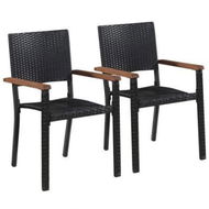 Detailed information about the product Outdoor Chairs 2 Pcs Poly Rattan Black