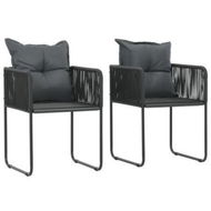 Detailed information about the product Outdoor Chairs 2 Pcs With Pillows Poly Rattan Black