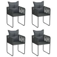 Detailed information about the product Outdoor Chairs 4 Pcs With Pillows Poly Rattan Black