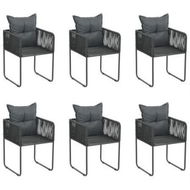 Detailed information about the product Outdoor Chairs 6 Pcs With Pillows Poly Rattan Black