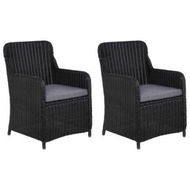 Detailed information about the product Outdoor Chairs With Cushions 2 Pcs Poly Rattan Black