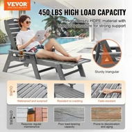 Detailed information about the product Outdoor Chaise Lounge Chair Adjustable Patio Reclining Bench Lounger Gray