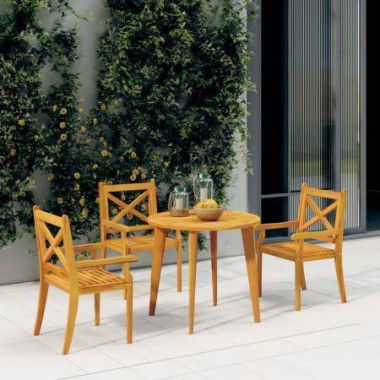 Outdoor Dining Chairs 3 Pcs Solid Wood Acacia