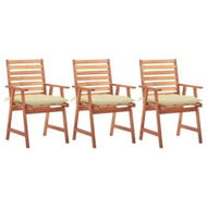 Detailed information about the product Outdoor Dining Chairs 3 pcs with Cushions Solid Acacia Wood