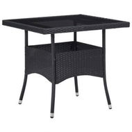 Detailed information about the product Outdoor Dining Table Black Poly Rattan And Glass