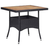 Detailed information about the product Outdoor Dining Table Black Poly Rattan And Solid Acacia Wood