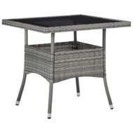 Detailed information about the product Outdoor Dining Table Grey Poly Rattan And Glass