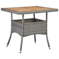 Detailed information about the product Outdoor Dining Table Grey Poly Rattan And Solid Acacia Wood