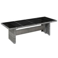 Detailed information about the product Outdoor Dining Table Poly Rattan and Glass 240x90x74 cm