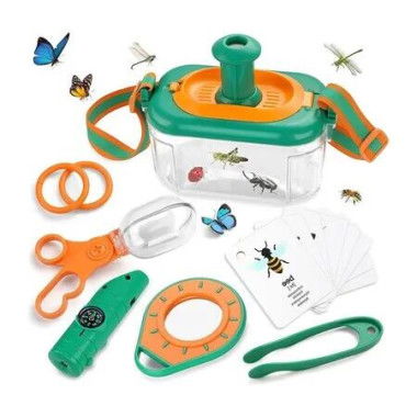 Outdoor Explorer Bug Catching Kit for Kids Includes a bug catcher, whistle, compass, and magnifying glass