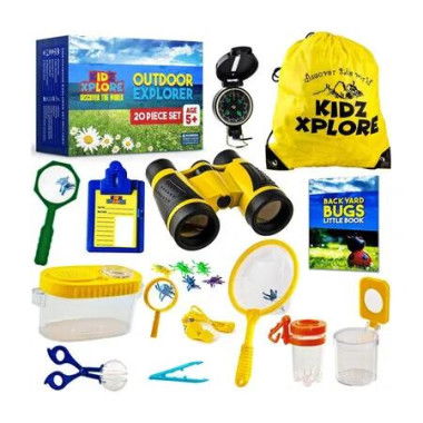 Outdoor Explorer Set,Bug Catching Kit Exploration Children Outdoor Games Mini Binoculars Kids, Hiking Educational Toy