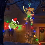 Detailed information about the product Outdoor Fence Christmas Decorations 3M LED String Lights Battery Operated Green Grinch Yard Signs for Xmas Holiday Garden