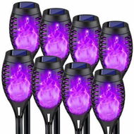 Detailed information about the product Outdoor Halloween Solar Lights Purple Flame 8 Pack Waterproof Solar Pathway Lights for Halloween Yard Decorations