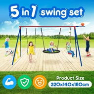 Detailed information about the product Outdoor Kids Swing Set Toys 5in1 Playset Basketball Hoop Football Goal Gate Climb Tree Saucer Child Backyard Playground Activity Centre Equipment