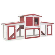 Detailed information about the product Outdoor Large Rabbit Hutch Red And White 204x45x85 Cm Wood