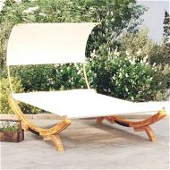 Detailed information about the product Outdoor Lounge Bed with Canopy 165x203x126 cm Solid Bent Wood Cream