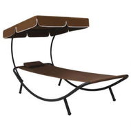 Detailed information about the product Outdoor Lounge Bed With Canopy & Pillow Brown.