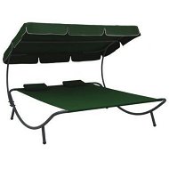 Detailed information about the product Outdoor Lounge Bed With Canopy And Pillows Green