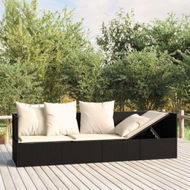 Detailed information about the product Outdoor Lounge Bed With Cushions Black Poly Rattan