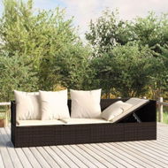 Detailed information about the product Outdoor Lounge Bed With Cushions Brown Poly Rattan