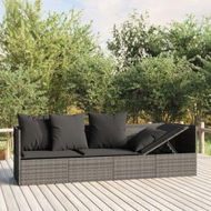 Detailed information about the product Outdoor Lounge Bed With Cushions Grey Poly Rattan