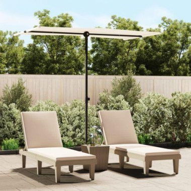 Outdoor Parasol with Aluminium Pole 180x110 cm Sand White