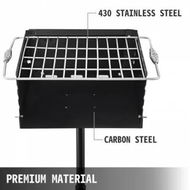 Detailed information about the product Outdoor Park Style Grill 16 x 16 Inch Park Style Charcoal Grill Carbon Steel Park Style BBQ Grill Height 50-in Adjustable Charcoal Grill with Stainless Steel Grate Outdoor Park Grill, In-ground